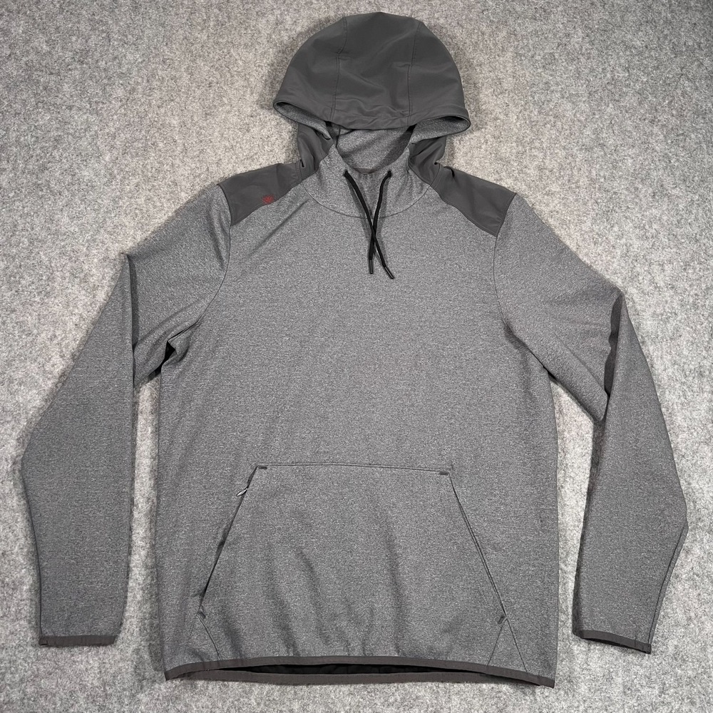 Rhone‎ Asphalt Heather Grey Nylon Tactel Pullover Hoodie Men's Size Large